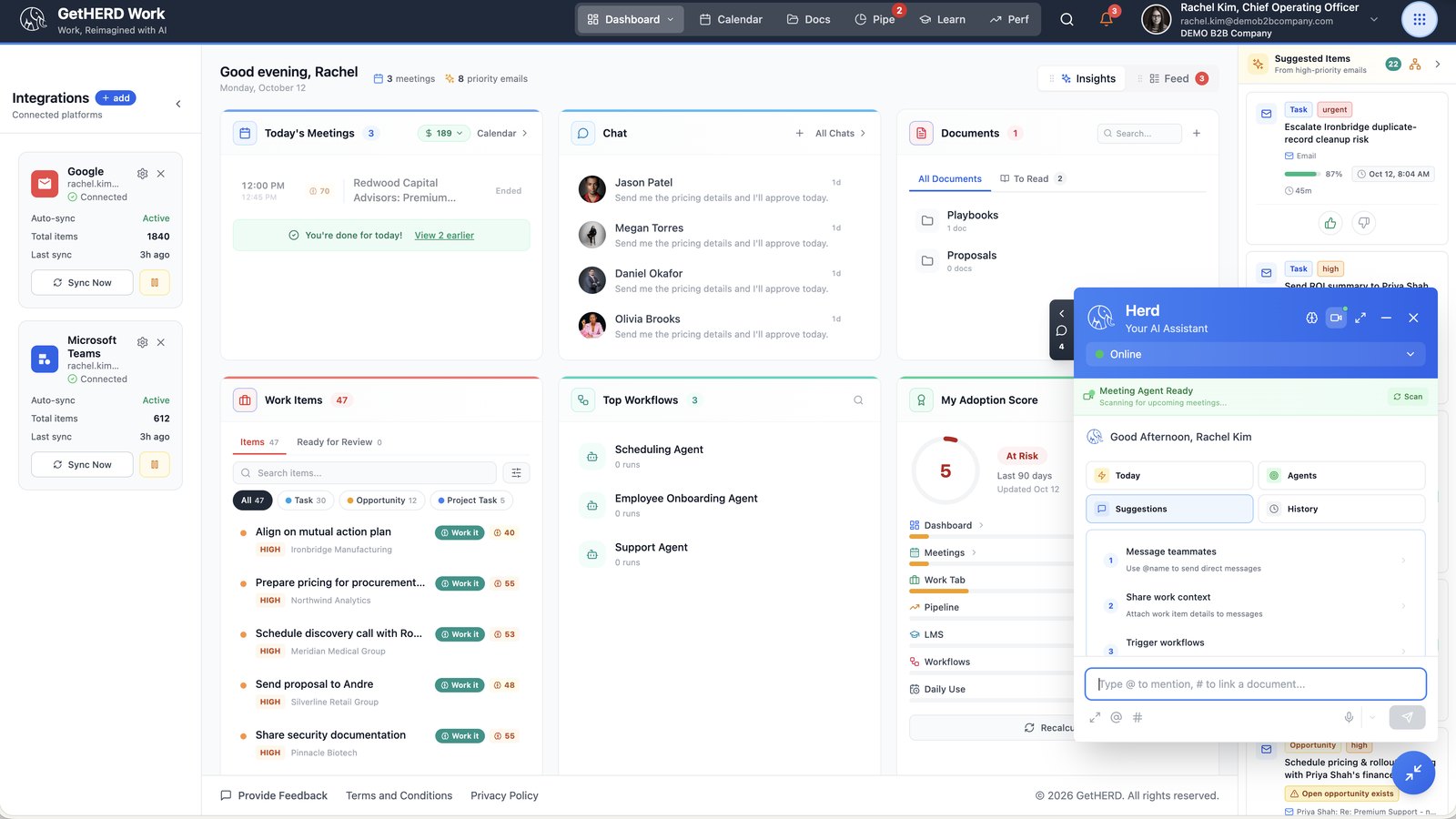 Herd AI assistant panel showing its suggestions
