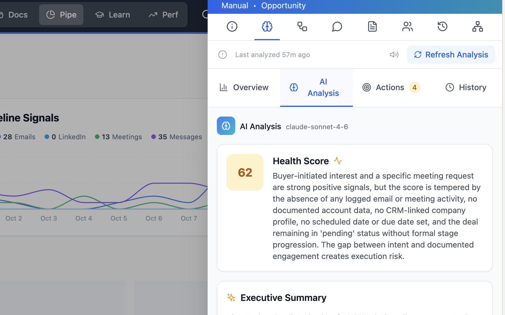 AI Analysis health score and executive summary