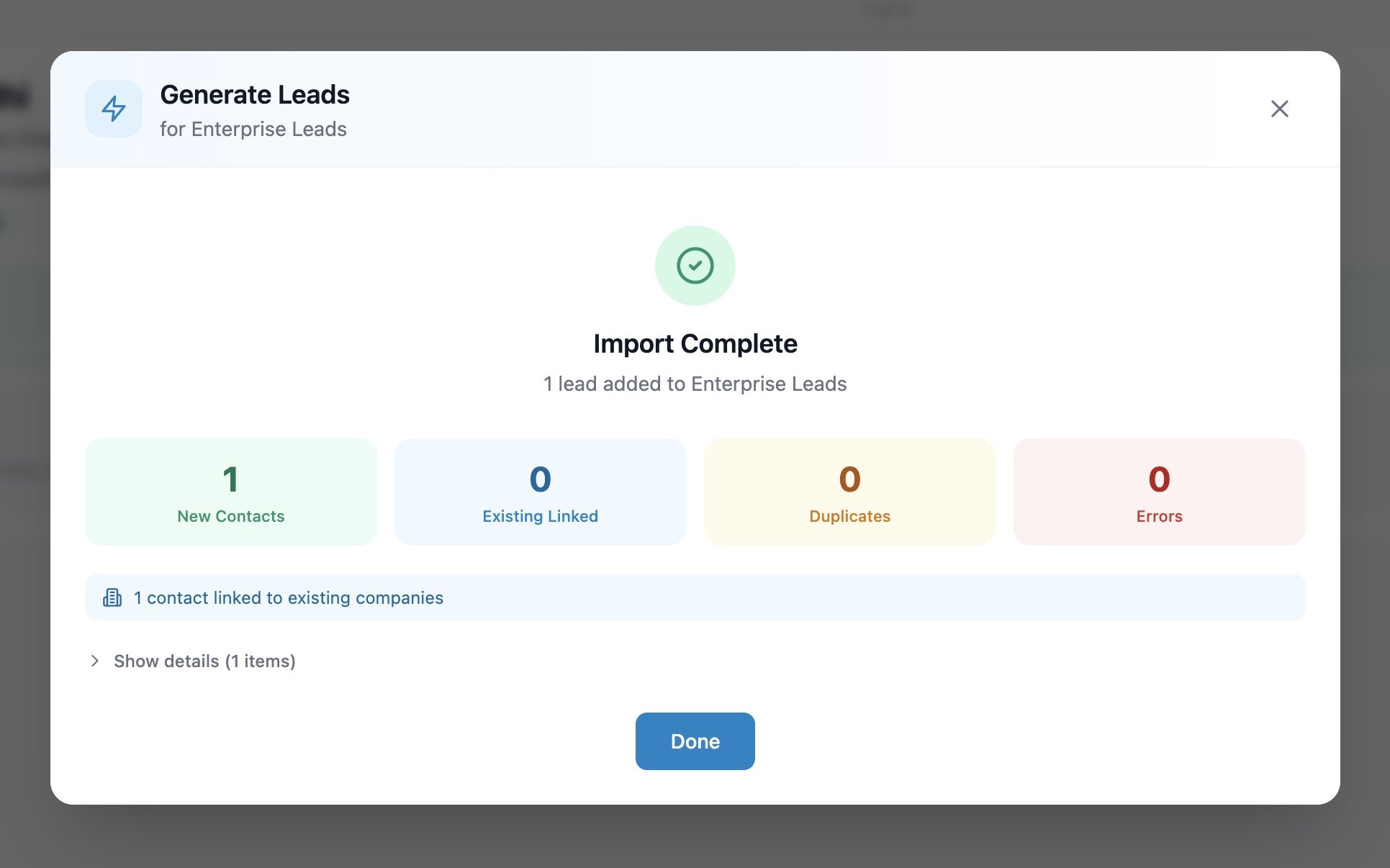 Lead import complete