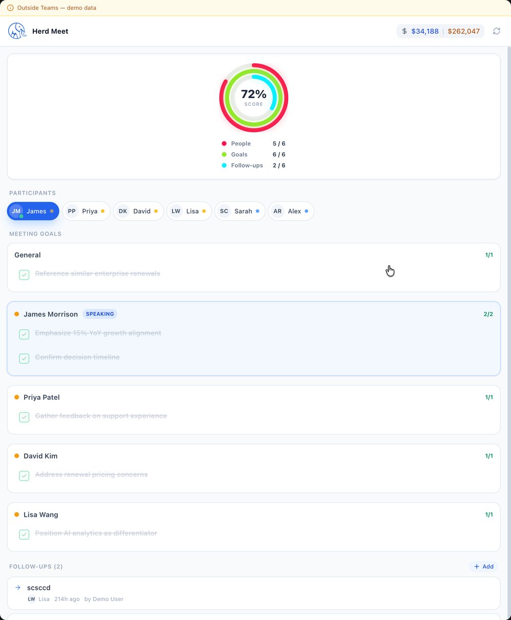 Herd Meet real-time meeting score with three progress rings