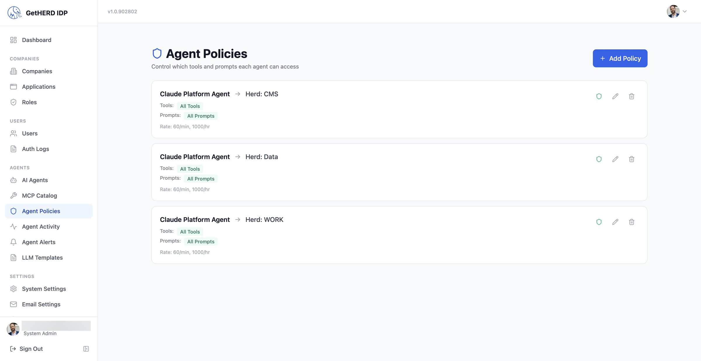 Agent Policies for Herd: CMS, Data and WORK
