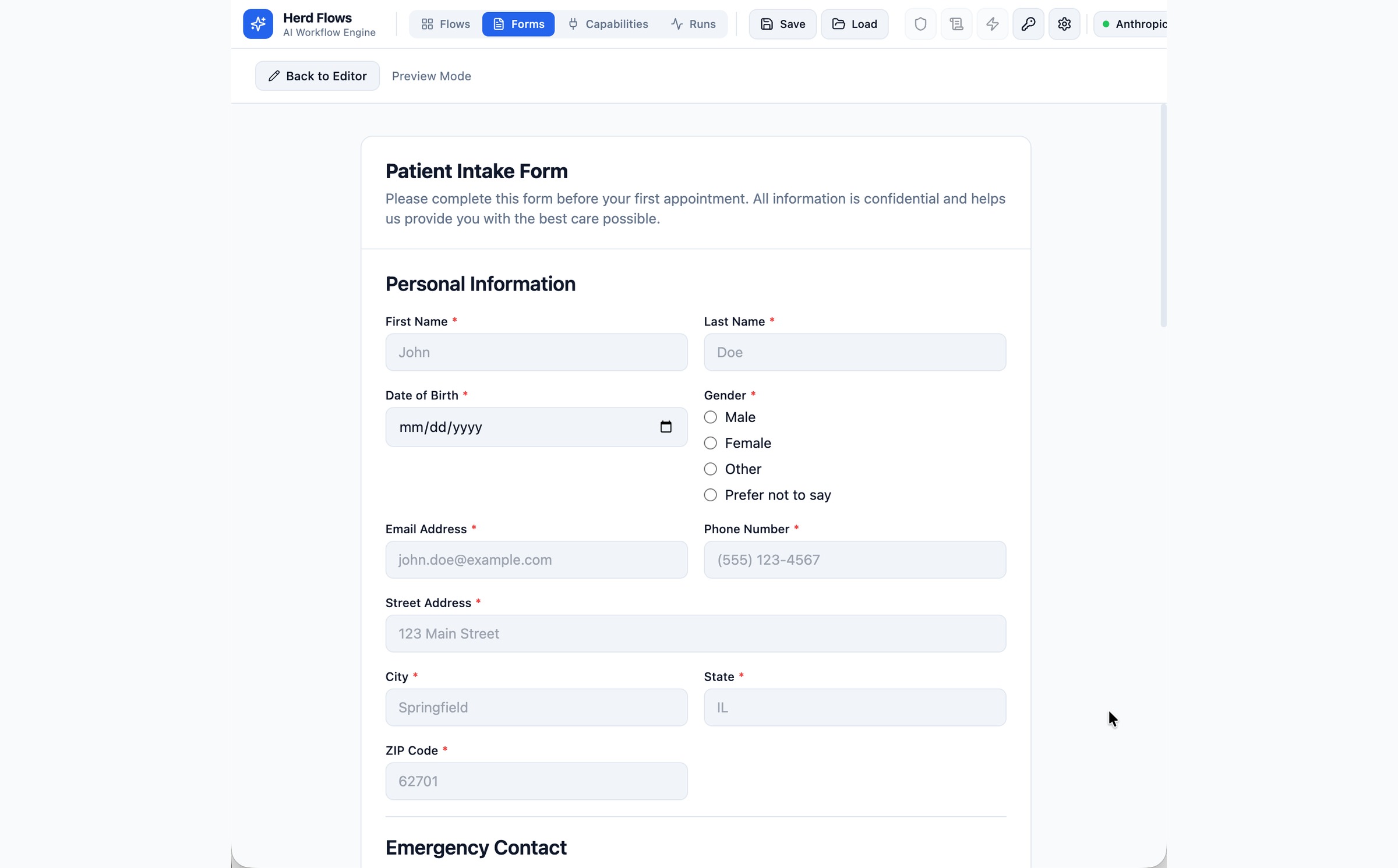 Herd: FLOW live form preview mode with field validation rules and privacy controls